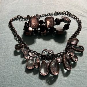 Clear Plastic Stone Bracelet & Necklace